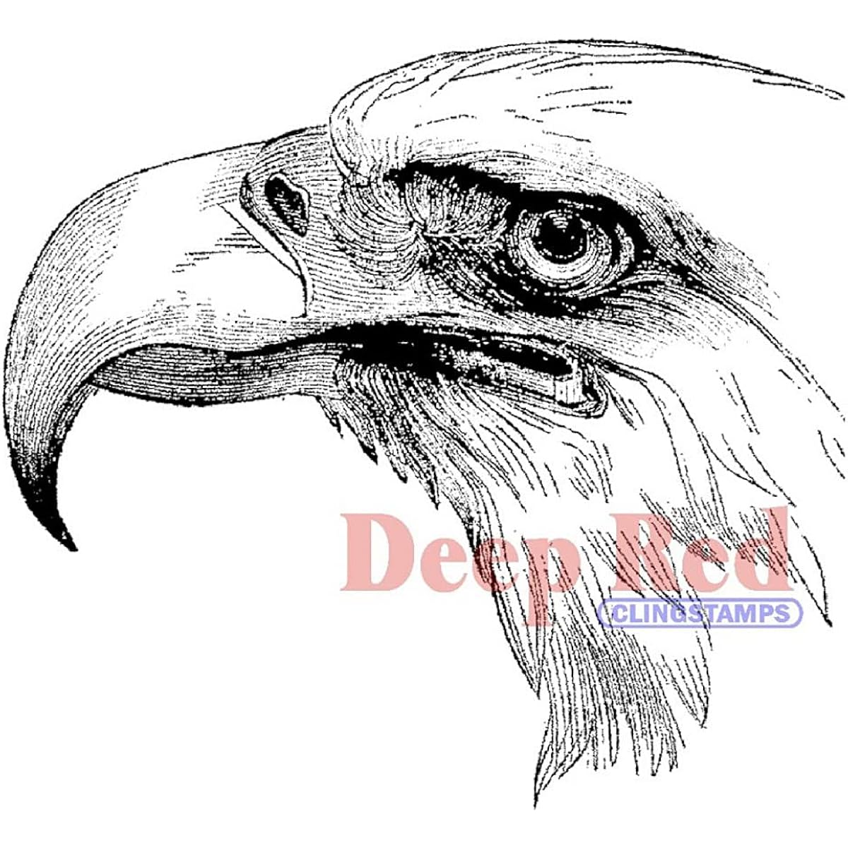 Deep red cling stamp bald eagle