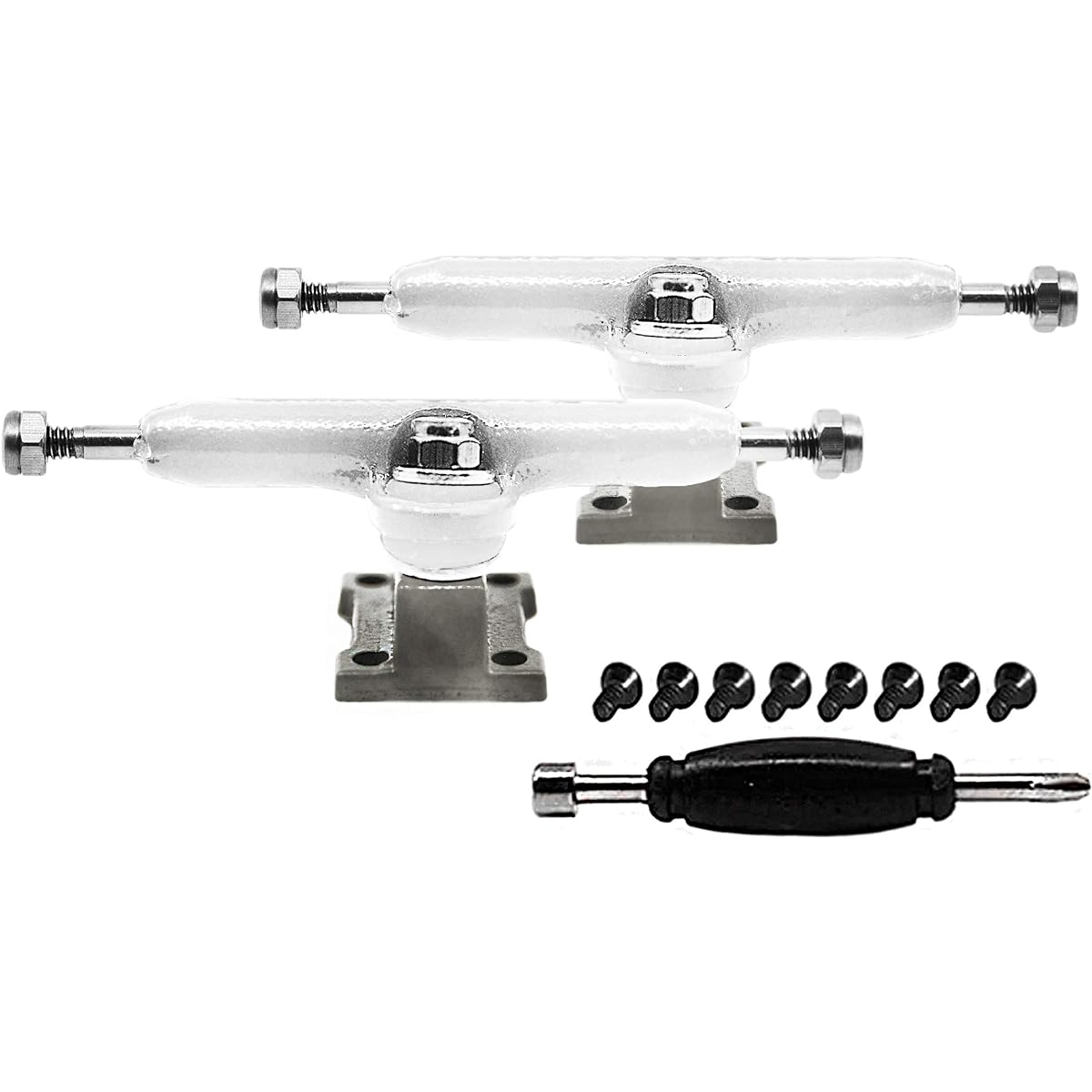 Teak Tuning Prodigy Fingerboard Trucks with Upgraded Locking Nuts, Chrome Yeti Colorway, 32mm Width, Professional Shape, Look and Feel, Components, Produro in Teak Teal, 61A Bubble Bushings Included