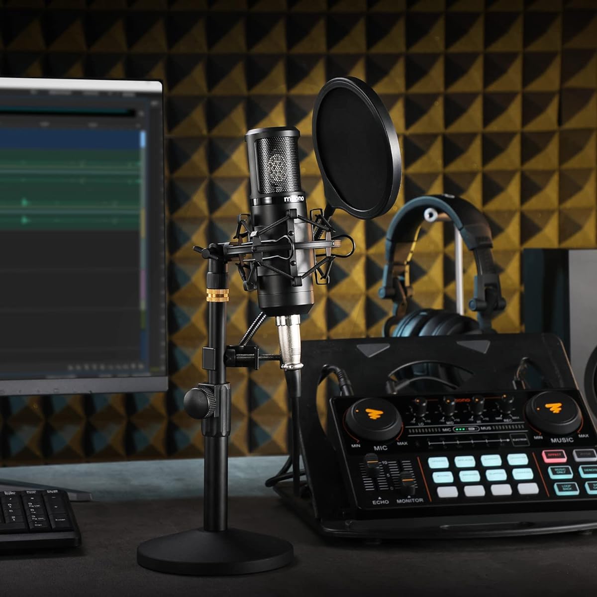 MAONO Condenser Microphone with 25mm Large Diaphragm Professional Cardioid Studio Condenser Recording Microphone 3.5mm XLR for Podcasting/Streaming/Singing/Vocals/Home Studio (AU-PM325T)