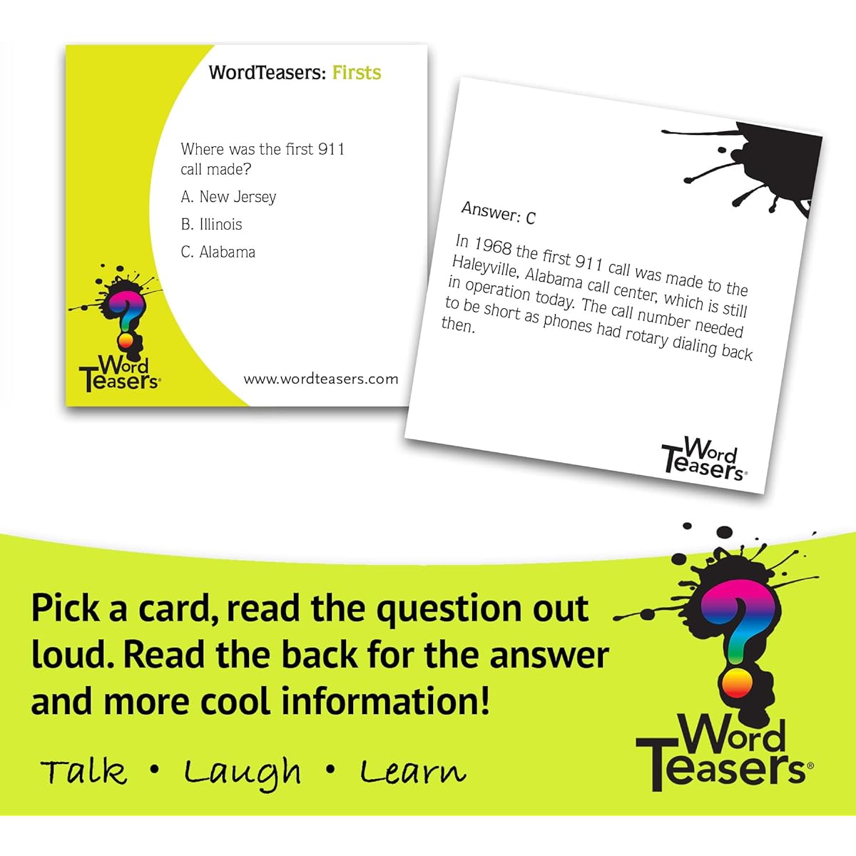 ? WORD TEASERS Firsts - Trivia Game About The First Time Things were Done - Fun Historical Conversation Cards - Party Trivia Cards for Family and Friends - 150 Questions