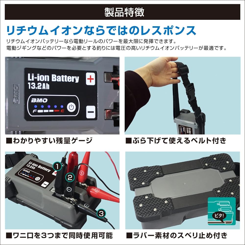 BMO JAPAN Lithium Ion Battery 14.4V 13.2Ah Battery & Charger Set 10Z0015 for Electric Reel Fishing