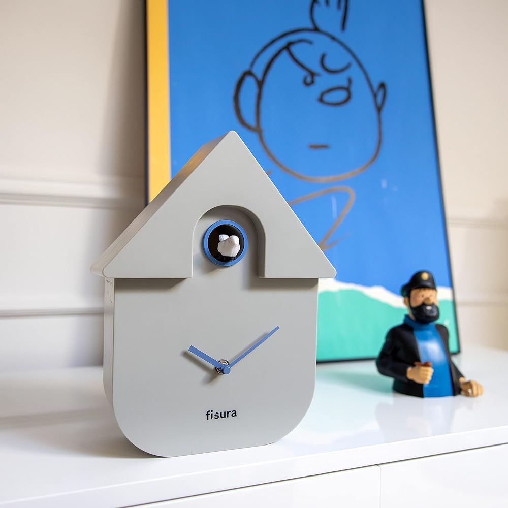 Clock Cuckoo Clock Wall Clock Pendulum Cuckoo Clock Gray Analog 2 Hand Fisura W22 x D8.5 x H41.5cm