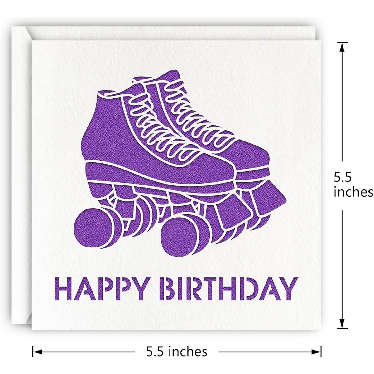 Purple Roller Skates Birthday Card Glitter Laser Cut Greeting Card for Girl/Daughter