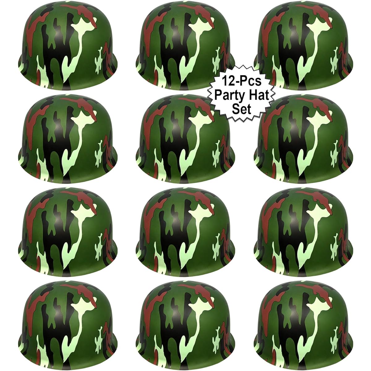 Anapoliz Army Helmets for Kids | 12 Plastic Camouflage Hats | Soldier Helmet Party Favors | Camouflage Costume Dress Up Hats