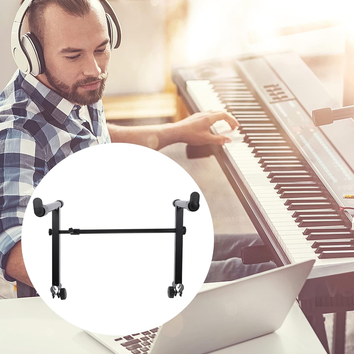 EXCEART Piano Keyboard Stand Universal Iron Art Electric Organ Piano Rack Portable Professional Music Stand Home Shop Compatible
