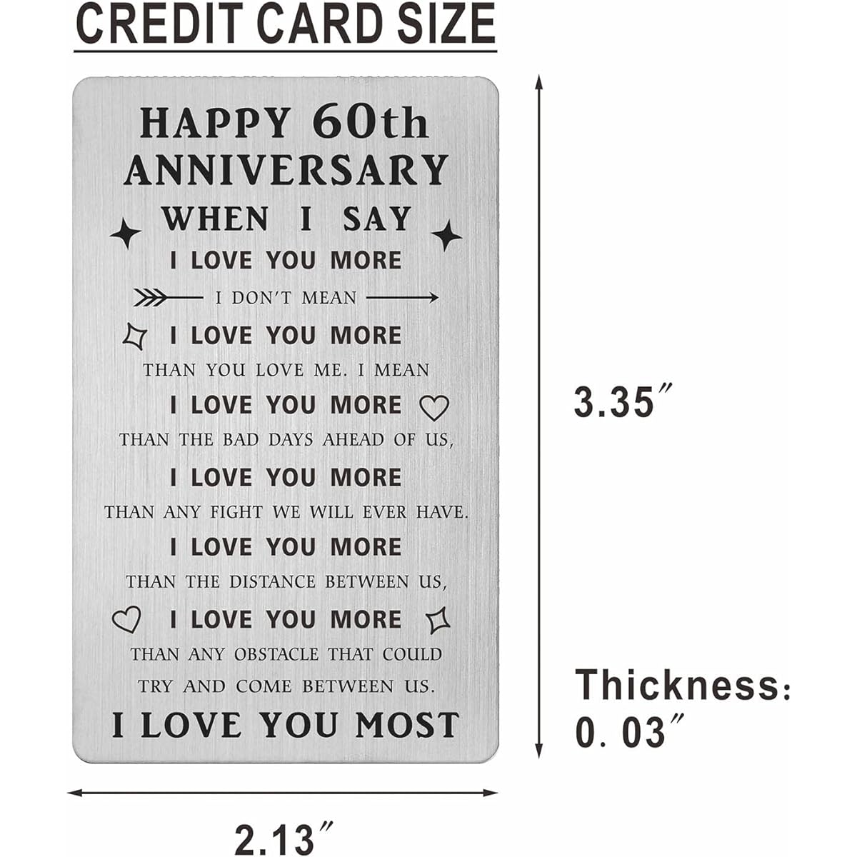 SOUSYOKYO 60th Anniversary Card Gift for Men Husband Him Personalized 60th Wedding Anniversary Present for Her Women Wife Gift 60th Anniversary Decoration Wallet Card
