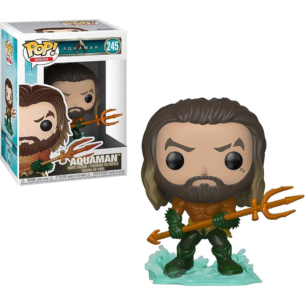 POP Heroes: Aquaman - Arthur Curry in Hero Suit Funko Vinyl Figure (with compatible box protector case), Multicolor, 9.5 cm