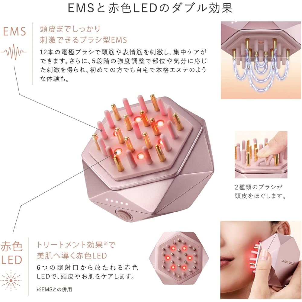 Atex Lift Care Head Neck EMS LED Lourdes Lourdes Beaute Lift Brush Pink AX-NBL506pk