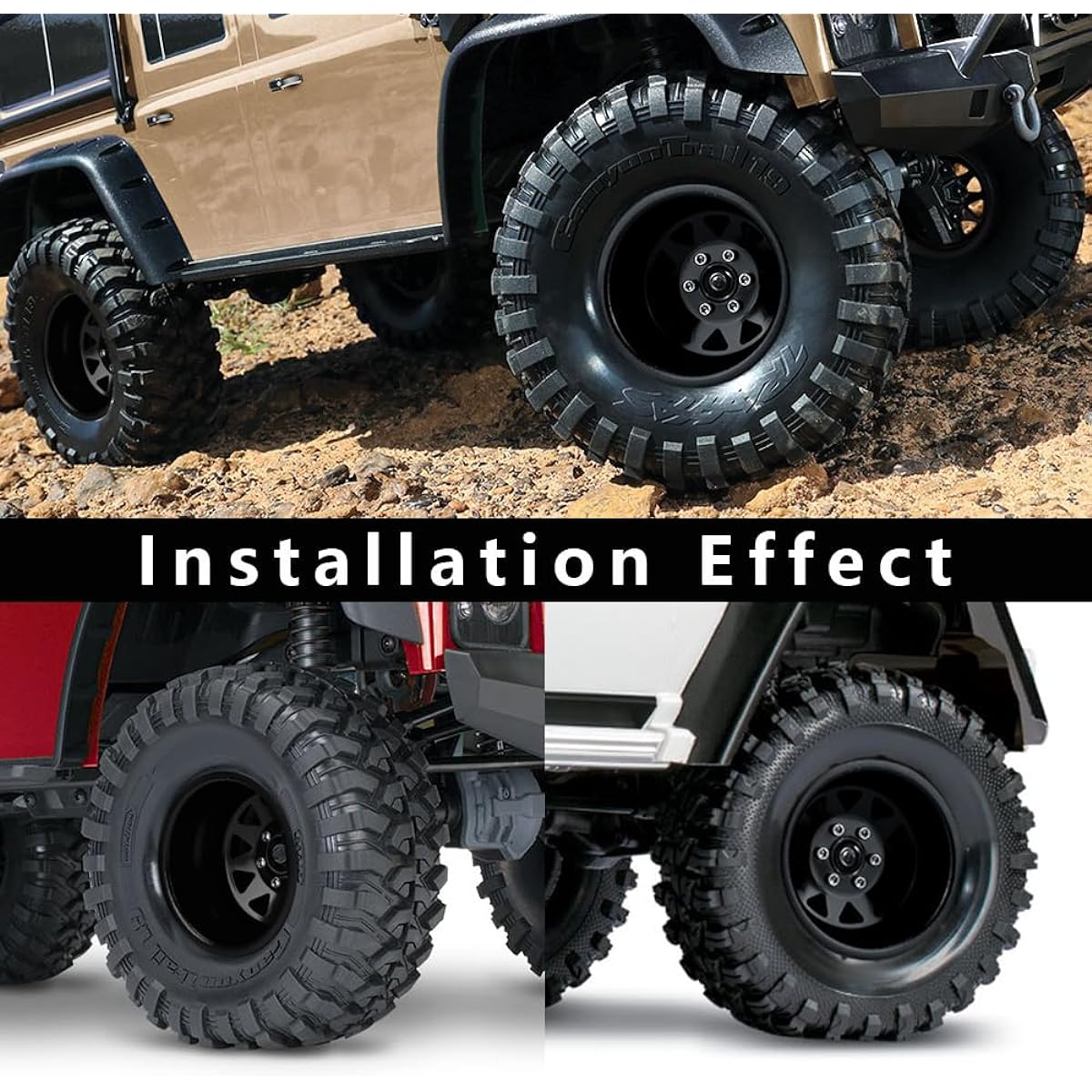 GLOBACT Aluminum 1.9 Beadlock Wheels RC Wheel Hubs -11.5mm Offset for 1/10 TRX4 TRX6 Axial SCX10 I II III Pro Redcat RC Crawler Upgrade Accessories (4pcs Black)