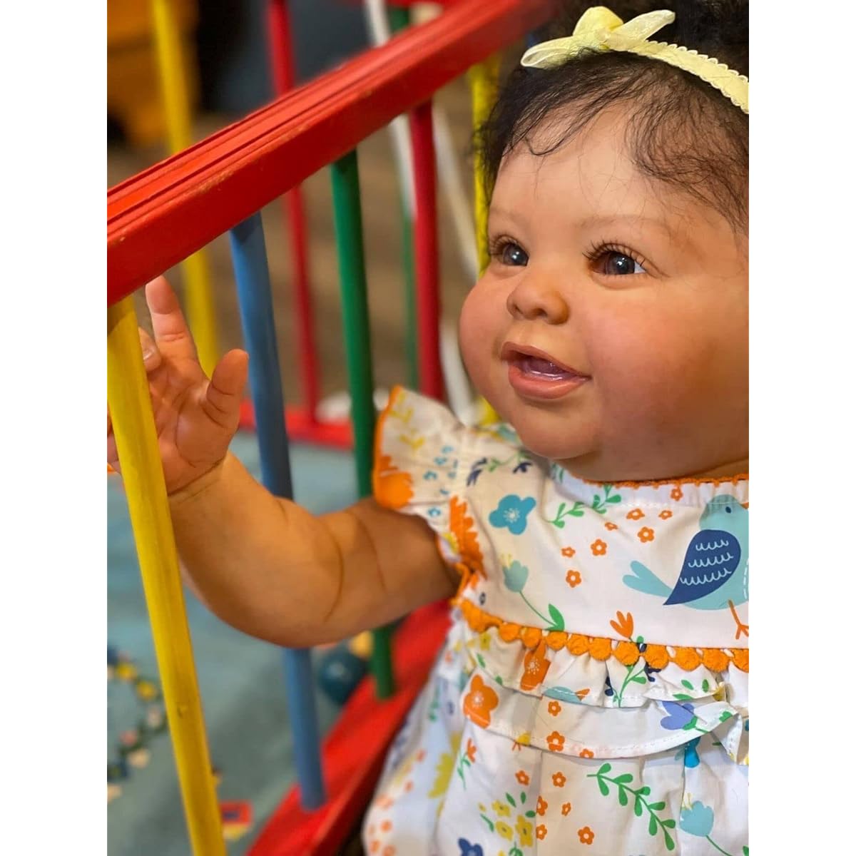 KOKOMANDY Black African American Reborn Toddler Baby Doll Girl 24 Inch Cute Silicone Reborn Lifelike Lifelike Baby Doll Soft Body Weighted Baby Handmade Realistic Newborn Doll