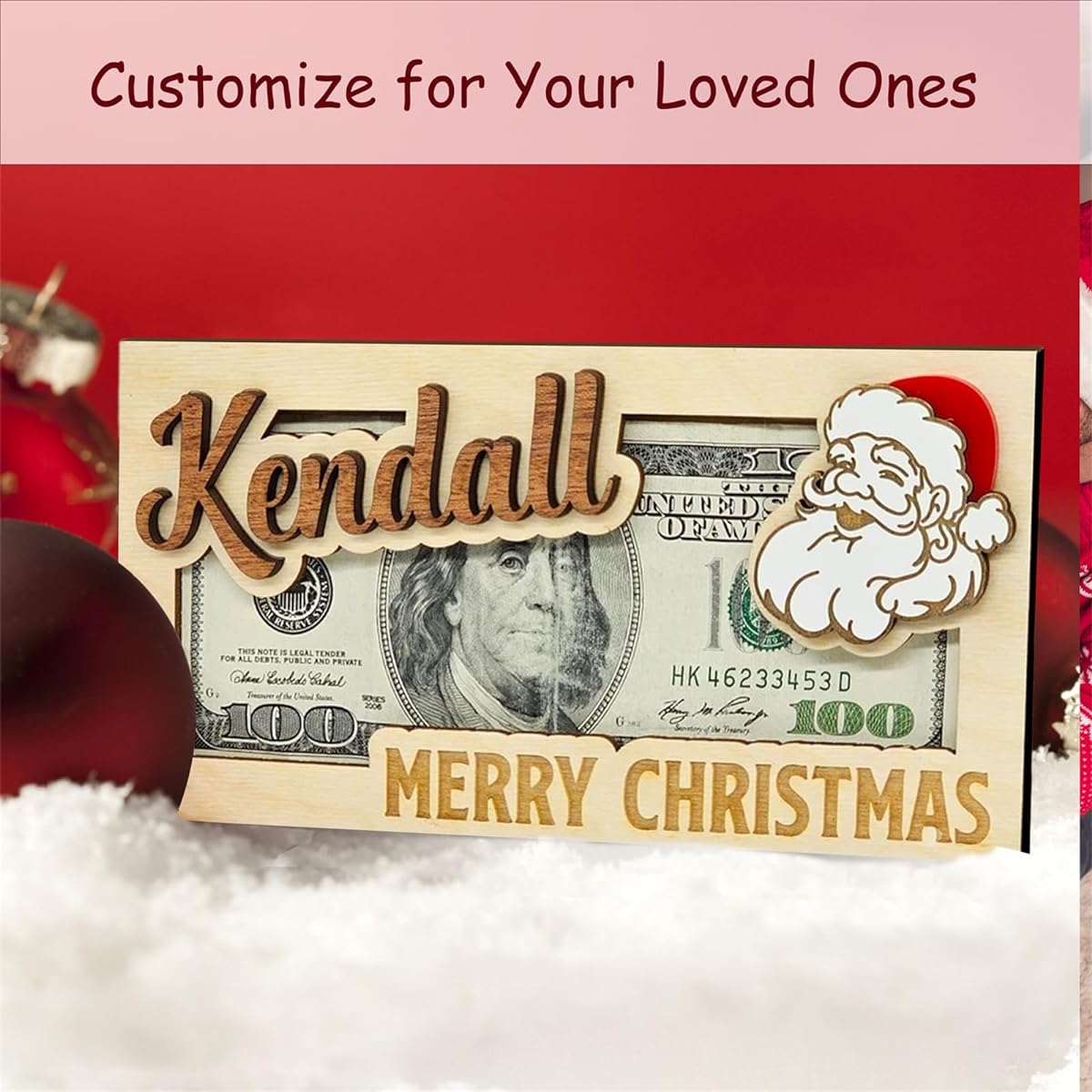 Christmas Money Gift Holder with Name, Card Box Cash Holder, 2023 Christmas Money Gift Holder, Money Gift for Family and Friends, Christmas Gift (4 Pieces)