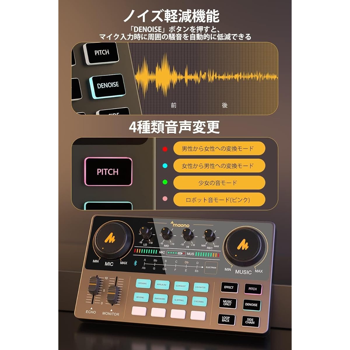 Podcast Stereo Mixer 3.5mm Audio Interface Portable Compact Distribution Equipment with 25MM Large Capsule Microphone Suitable for live broadcasting such as YouTube Tiktok Facebook, guitar practice Compatible with Android ios Windows mac OS (AU-AM200-S6)