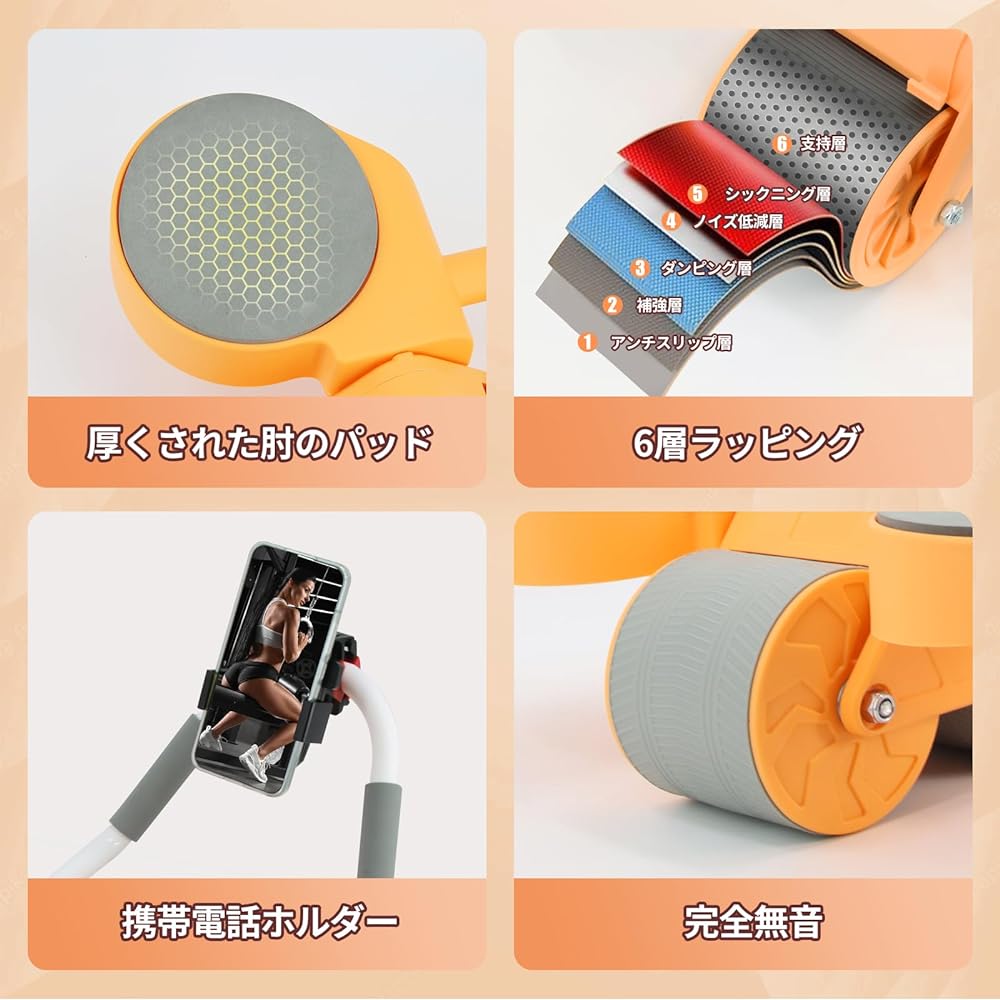 Ab Roller, Abs, Automatic Rebound Type, Muscle Training Goods, Ab Roller, Training Equipment, Ab Roller, Quiet, Elbow Support, Includes Knee Mat, Exercise Roller, Stretch, Two Wheel Abs Apparatus, Heavy Duty, Includes Mobile Holder