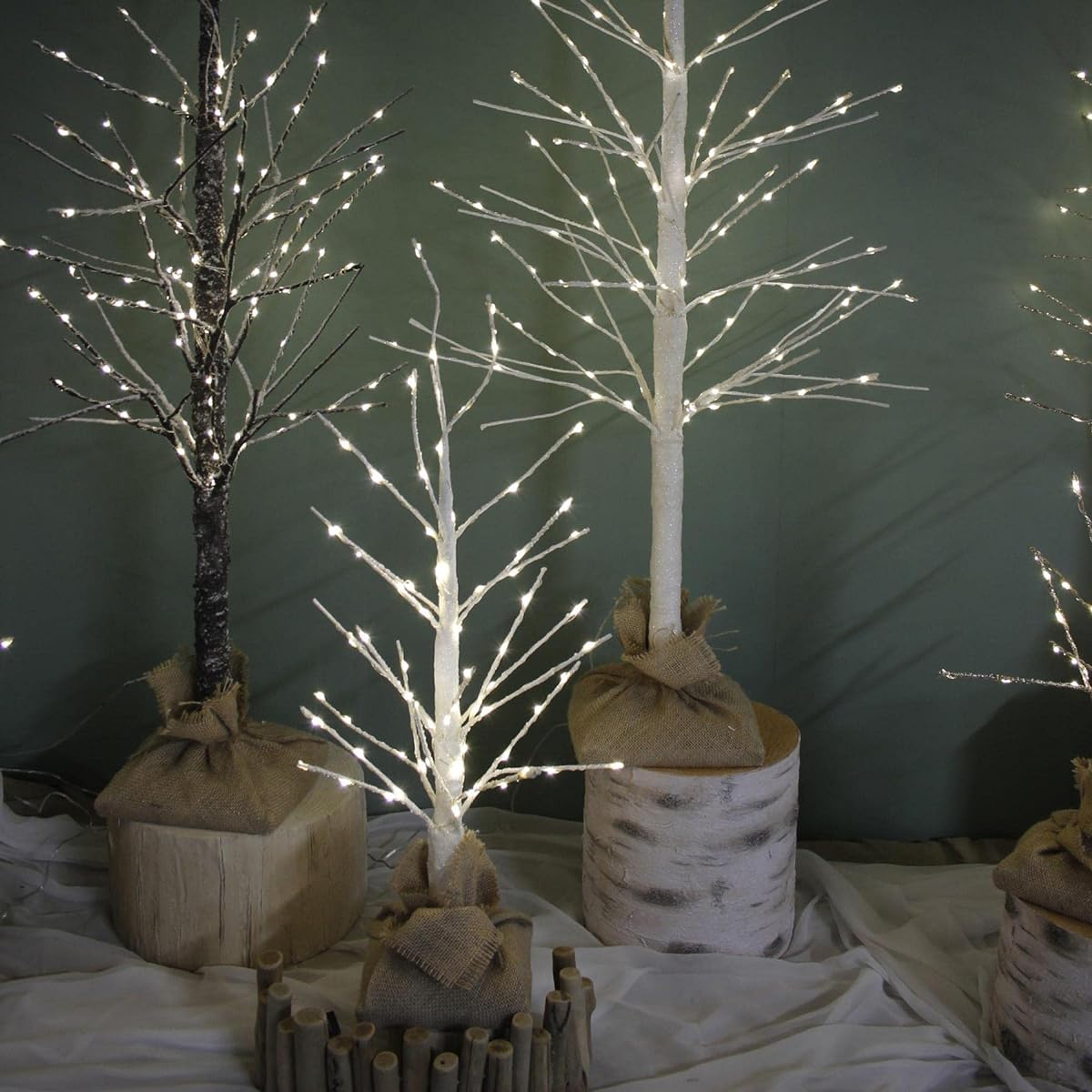 SPICE OF LIFE Christmas Tree LED Branch Tree 73 Bulbs USB Type White 60cm Illumination 8 Types Flashing Patterns Timer Remote Control Included BRXS3011WH