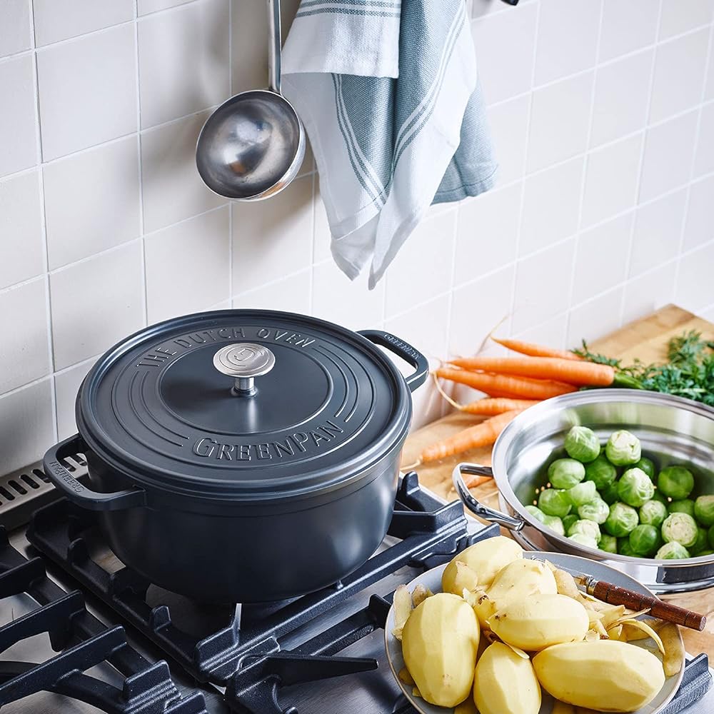 Green Pan, GREENPAN Featherweight, Ceramic Coating of Sand-derived Mineral Ingredients that does not contain any harmful substances, Double-Handed Pot, 8.7 inches (22 cm), IH Gas, Dishwasher Safe,