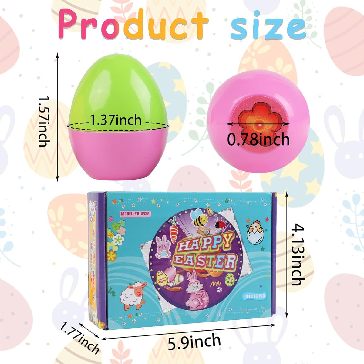 JOFONY Easter Egg Stampers, 12 Pieces Easter Eggs with Self-Inking Stamps for Kids, Easter Party Favors, Classroom Exchange Gifts, Favor Supplies, Easter Basket Stuffers