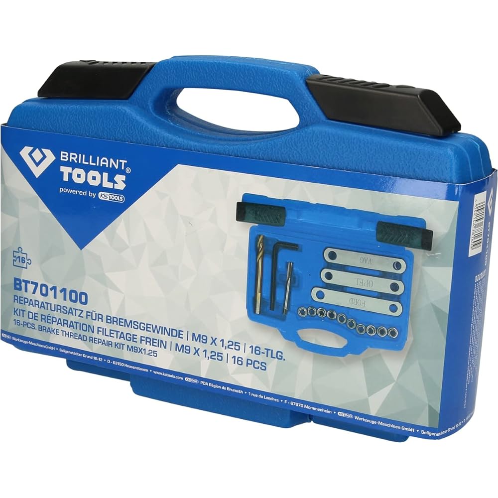 KS Tools Brake Thread Repair Kit M9x1.25 16 pieces BT701100