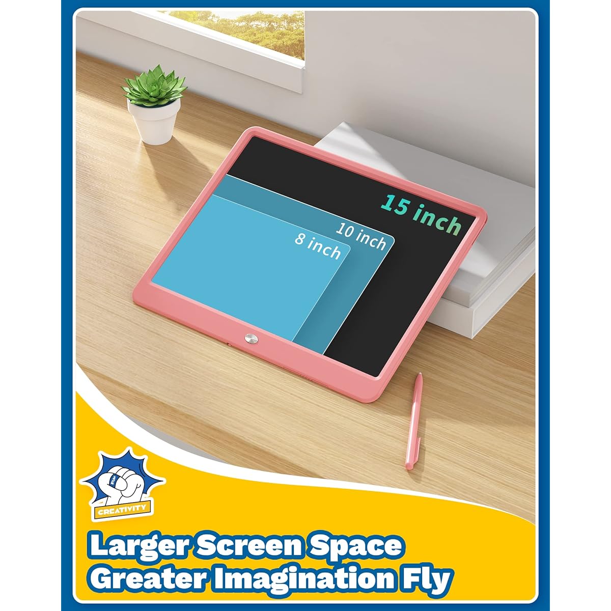 TEKFUN Teen Girl Gifts Ideas, 15inch LCD Writing Tablet for Kids Age 8-10 and Up, Doodle Board 4 5 6 7 Year Old Girl Toys, Mo