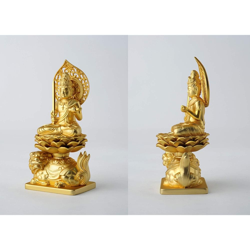 Buddha statue Manjusri Bodhisattva 15cm (gold plated/24k gold) Buddhist sculptor: Hideun Makita Original model (born in the year of the rabbit) Zodiac guardian principal image Zodiac Takaoka copperware (Monjubosatsu)