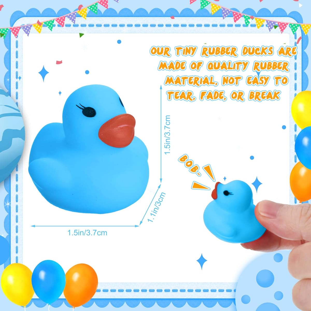 600pcs Mini Rubber Ducks Bulk Bath Toys Tiny Ducks for Kids Bathtub Shower Birthday Favors Party Decoration Gifts 1.57 x 1.57 x 1.18 Inch (Blue)