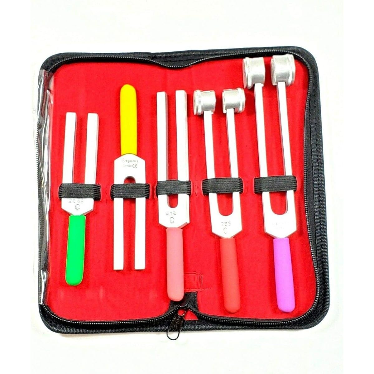 Premium Tuning Fork 5 Piece Set - Color C2048 + C1024 + C512 + C256 + C128 Medical Diagnostic Neurology (Name)