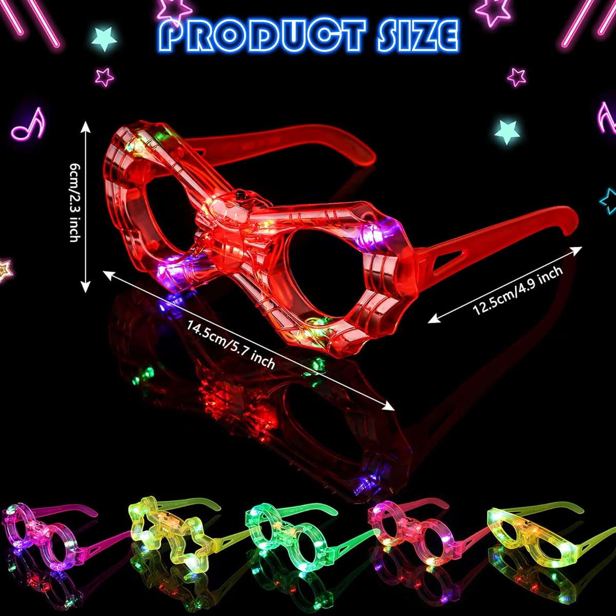 Jerify 50 Pack LED Glow in the Dark Glasses Party Favors Halloween Light Up Glasses Neon Glasses Glow Theme Party Accessories Birthday Carnival Party Supplies