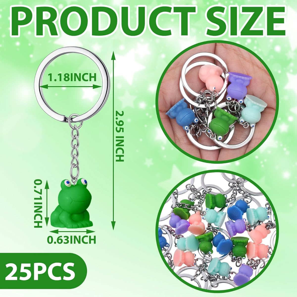 Inbagi 25pcs Mini Turtle Frog Keychains Bulk Party Favors Tiny Turtle Frog Resin Figurines Handbag Pendants Multicolor Sea Turtle Figurines Charms for Students Class Prizes (Frogs)