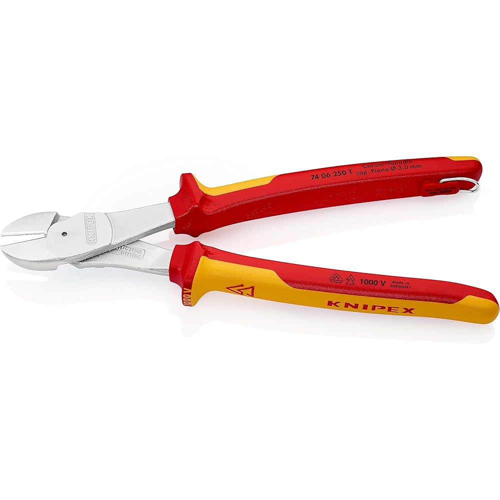 KNIPEX Nipper KNIPEX 7406-250TBK Insulated strong diagonal nipper Fall prevention (BK) 7406-250TBK