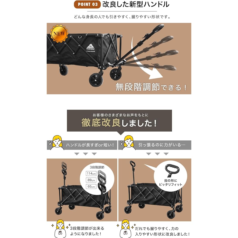 NEW 2024 Model Carry Wagon Outdoor Wagon Children Mini Camping Lightweight Folding Compact Wide Tires with Stoppers No Puncture Tires Height Adjustment Carry Cart BBQ Park Capacity 82L