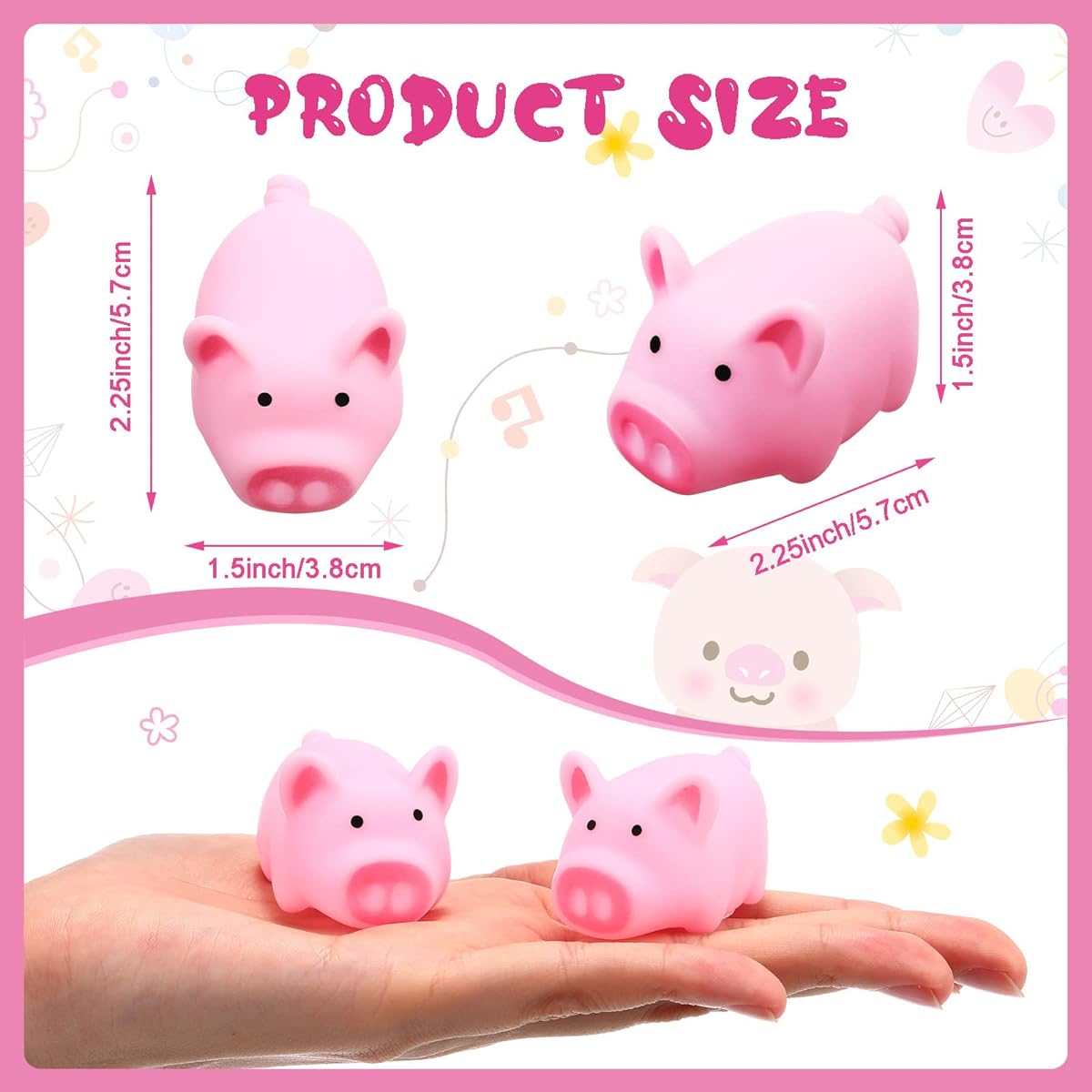 200pcs Rubber Pigs Bath Toys Bulk Small Pig Toys Floating and Squeaking Pig Toys Pink Pig Bathtub Toys Baby Shower Halloween Christmas Birthday Party Supplies 2.25 x 1.5 x 1.5 Inch