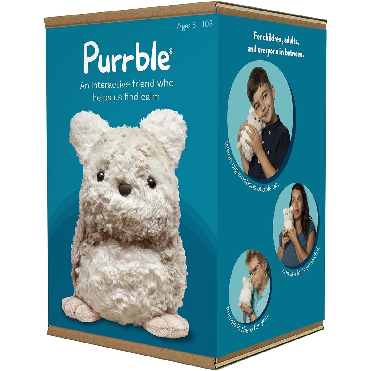 Purrble - Calming companion toy with lively heartbeat and soothing purring - Interactive plush companion for all ages - Calming stuffed animal - Cuddly pet plush