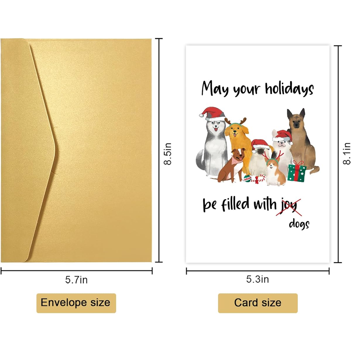 Obbyidk Funny Dog Christmas Cards, Holiday Cards for Dog Lovers, Puppy Christmas Cards for Men and Women, May your Holidays be filled with dogs