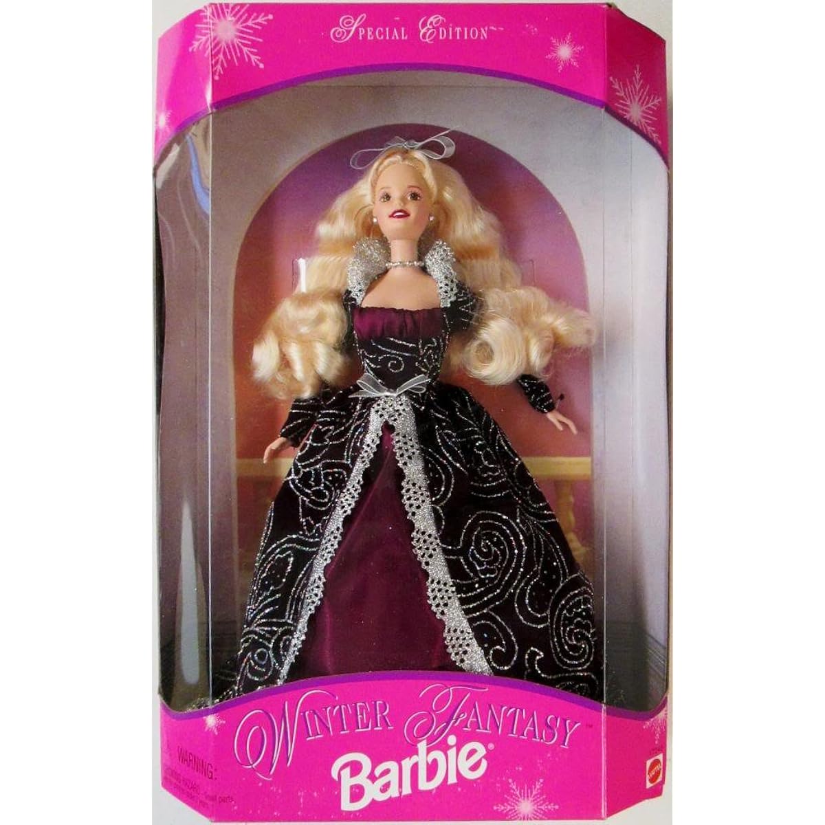 MATTEL BARBIE blonde doll - SPECIAL EDITION WINTER FANTASY - Black dress and silver patterns - 1996