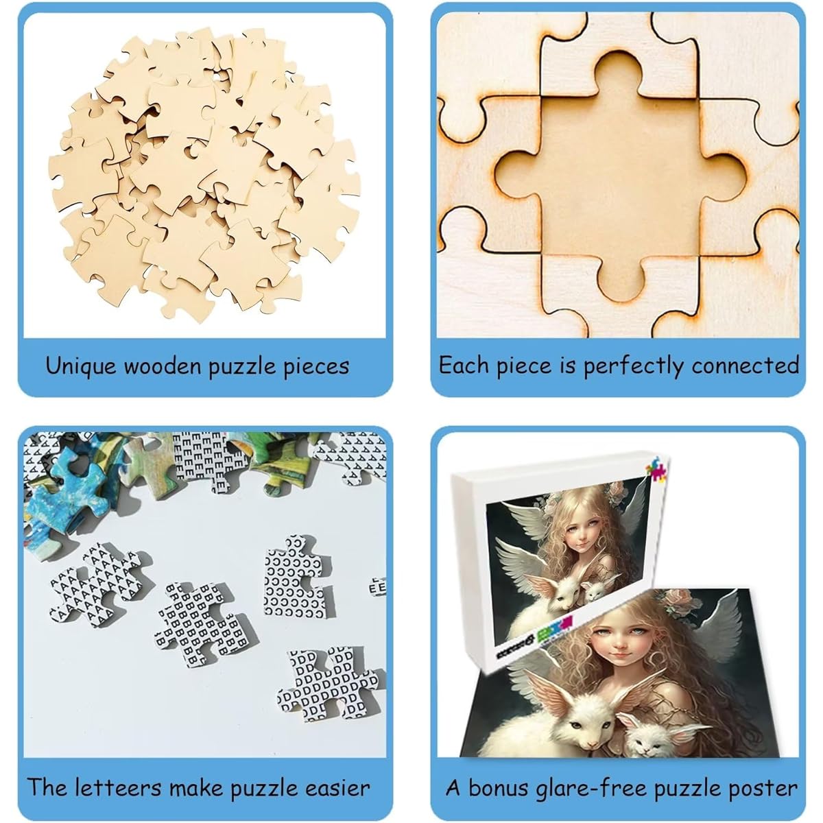 Frameable 1000 Piece Classic Jigsaw Puzzle - White Owl Luxury Wooden Round Corner Puzzle - Beautifully Packaged - Home Decor - Great Gift for Adults