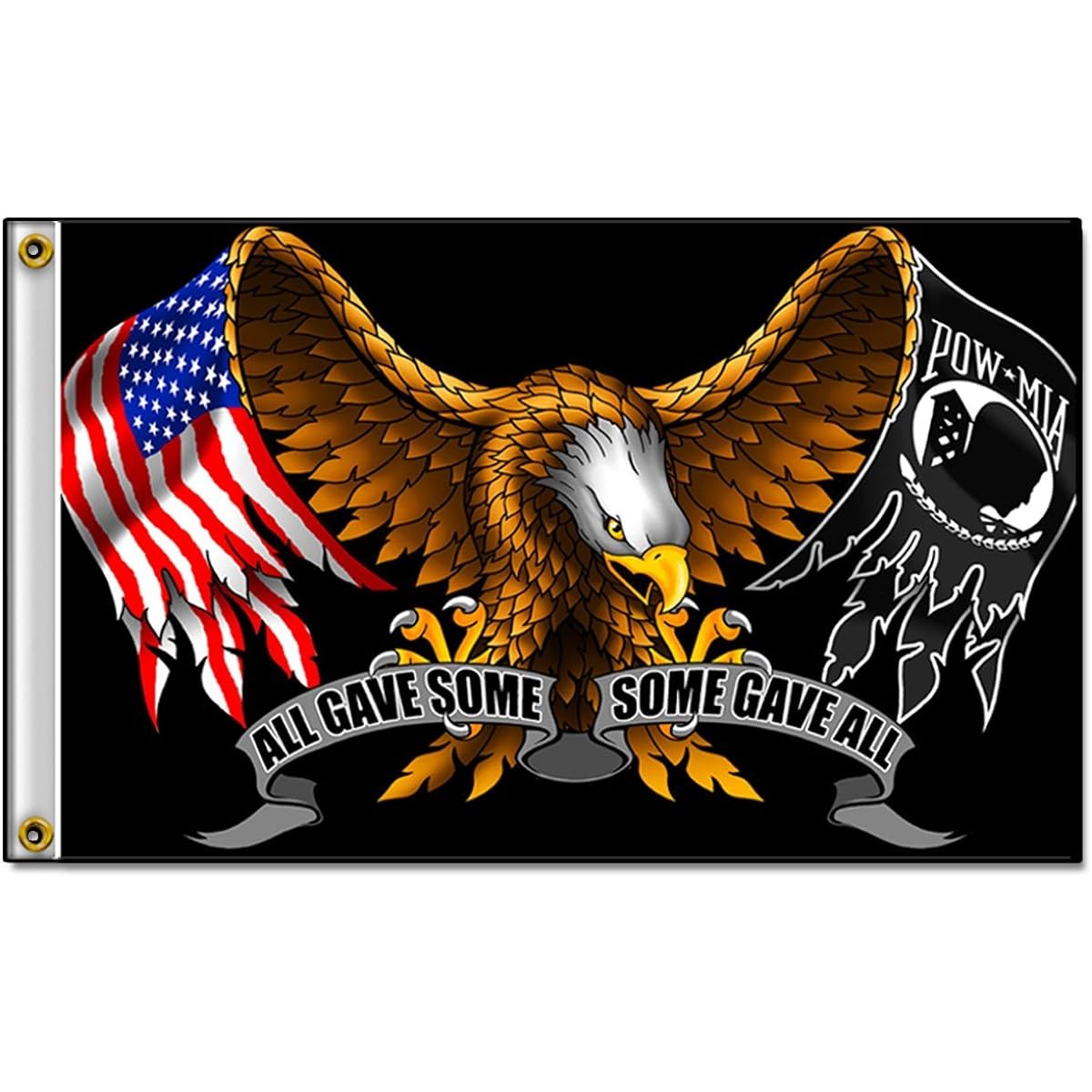 Biker Flag - ALL GAVE SOME, SOME GAVE ALL POW MIA Eagle - 3" x 5"