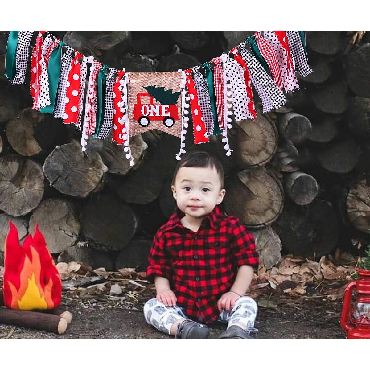 Lumberjack Birthday Party Ideas - First Birthday Decorations, Lumberjack Party Supplies, Photo Booth Props, Woodland Moose Party Banner for Boys, Purple