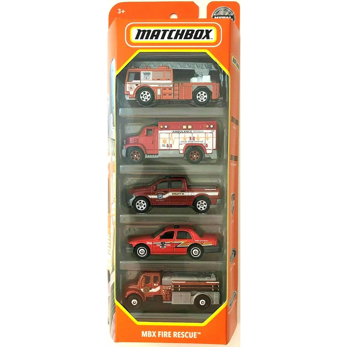 Matchbox MBX Fire Rescue 5 Pack 1/64 Scale Vehicles