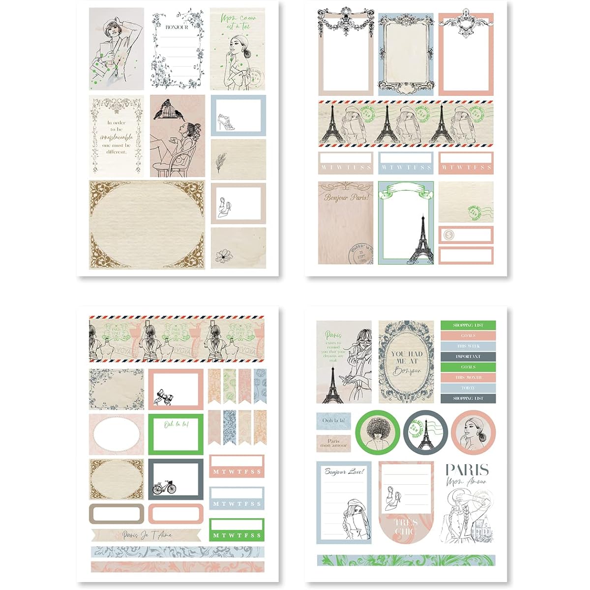 Time to say enchantment This planner sticker pack is full of Parisian vintage stickers that will transport you to a life of chic elegance.