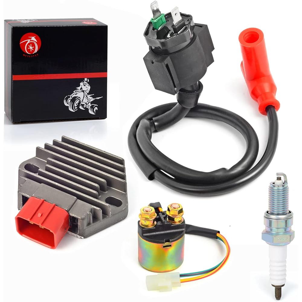 Regulator Rectifier & Relay Ignition Coil Spark Plug Kit for Honda 2000-2006 Rancher 350 350ES 350S 1998-2001 Foreman 450 TRX450S TRX450ES 1997-2003 Foreman 400 TRX400FW 3 1600-H. M7-003