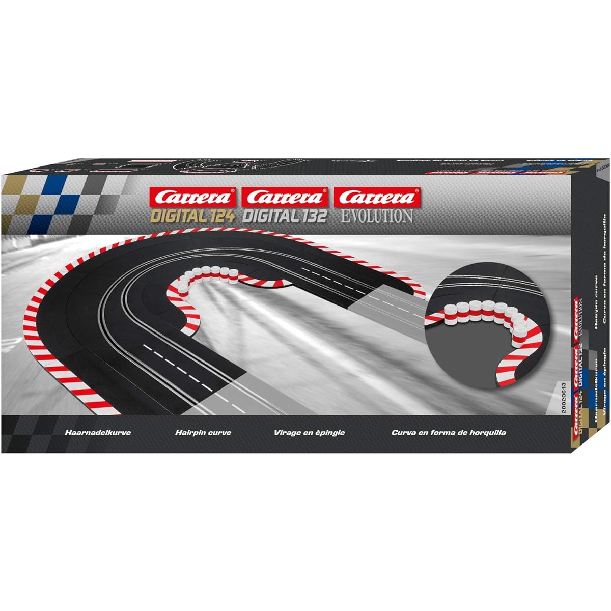 Hairpin curve slot car race track.