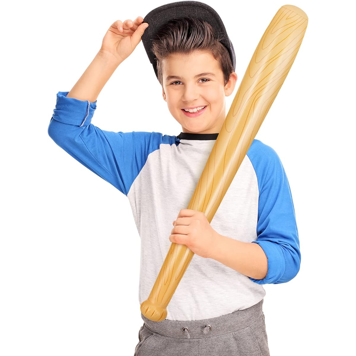 Lewtemi 3pc Baseball Bat Set, Baseball Ball, Inflatable Beach Ball and Baseball Bat with 2 Inflatable Baseball Bats, Baseball Party Favors for Kids, Pool Beach