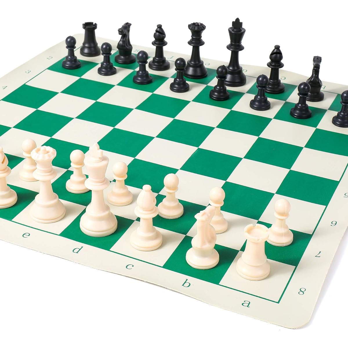 Tournament Travel Chess Set Roll Up Chess Board with Carry Tube and Shoulder Strap Portable Beginner Chess Set Green 20 x 20 Inches