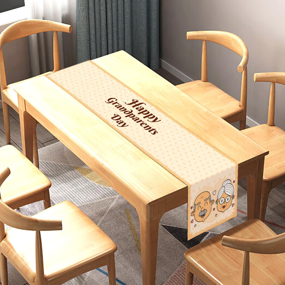 Sunwer Happy Grandparents Day Table Runner for Grandma and Grandpa Party Indoor Outdoor Table Cover Decoration for Home Kitchen Dining Room 13 x 72 Inch