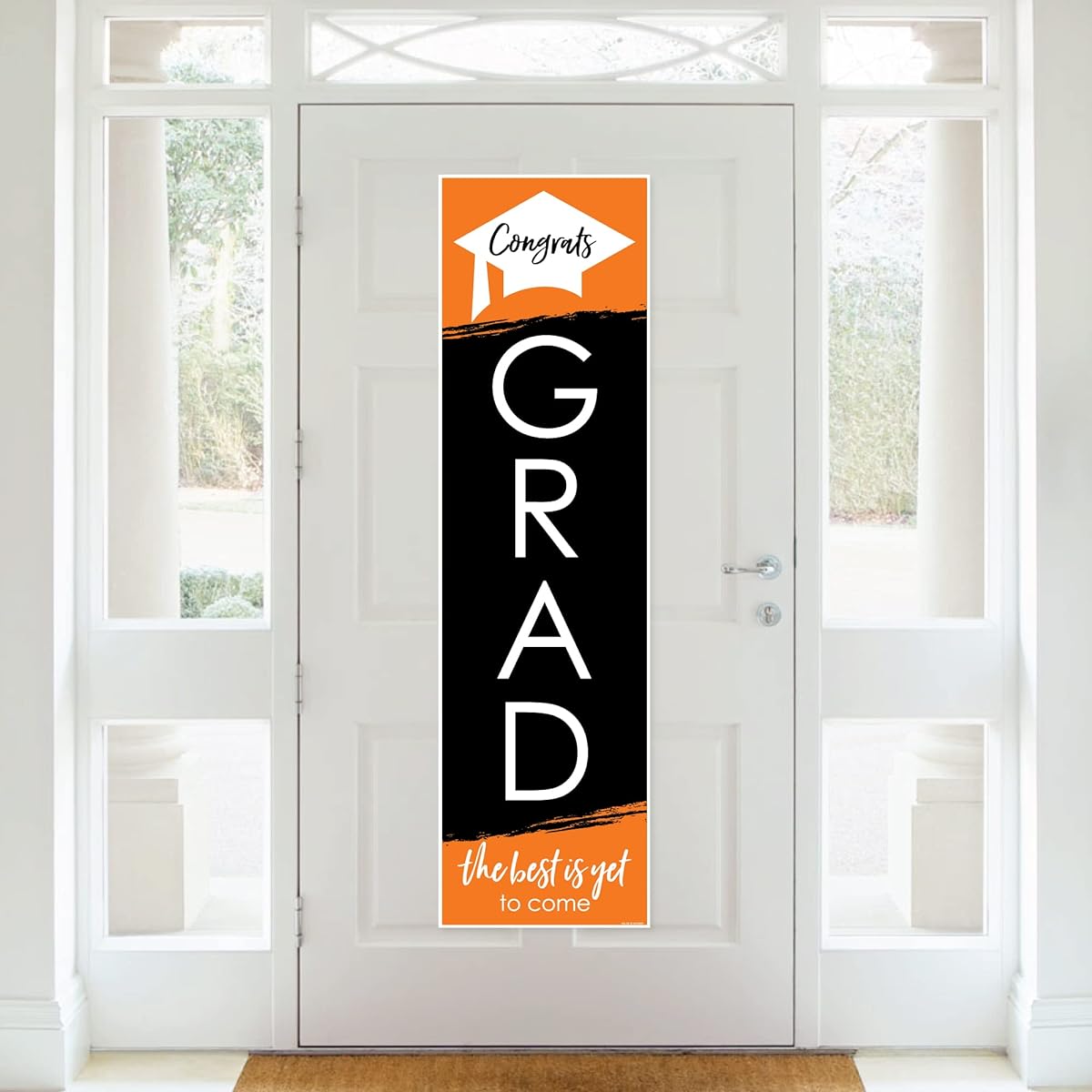 Big Dot of Happiness Orange Graduation Party Door Decor - Vertical Banner