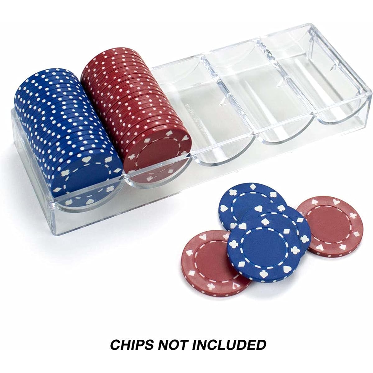 Brybelly 68mm Casino Chips Clear Acrylic Poker Chip Tray (Pack of 10) Holds 100 Chips - Narrow Casino Style Chip, Ceramic, Clay Specialized Tray