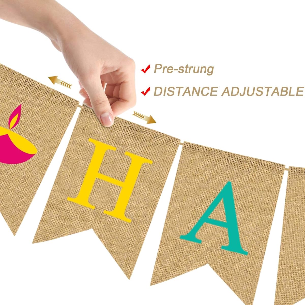Rainlemon Burlap Happy Diwali Banner Indian Lights Festival Rustic Party Decorations