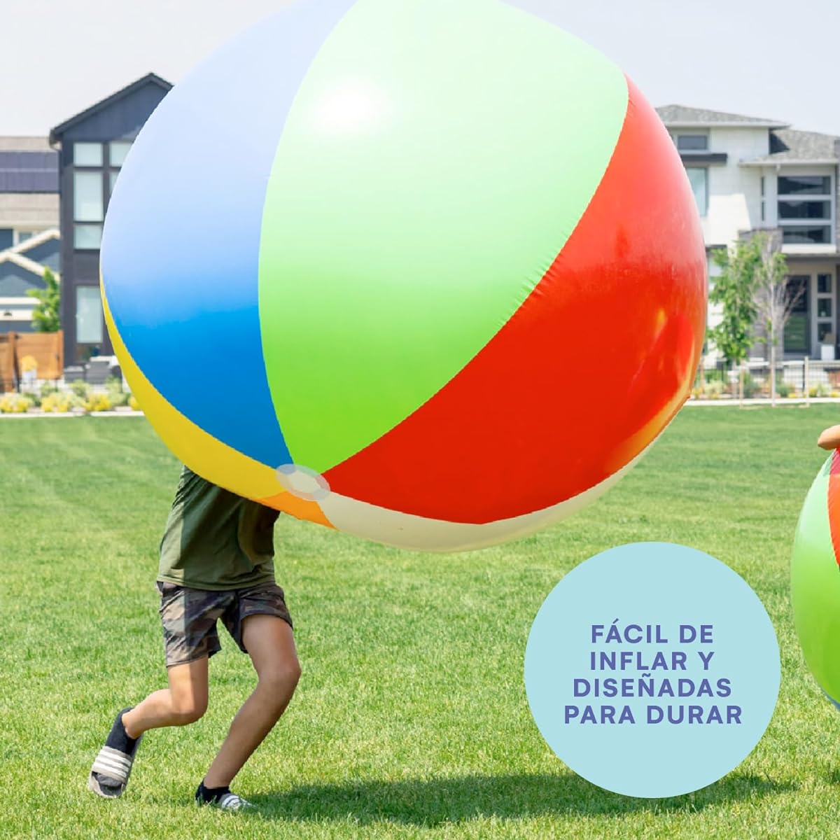 Top Race Giant Inflatable Beach Ball 42 Inch Large Pool Ball Beach Summer Party Gift Pool Balls for Pool 2 Pack Inflatable Rainbow Color Beach Balls (2 Balls)