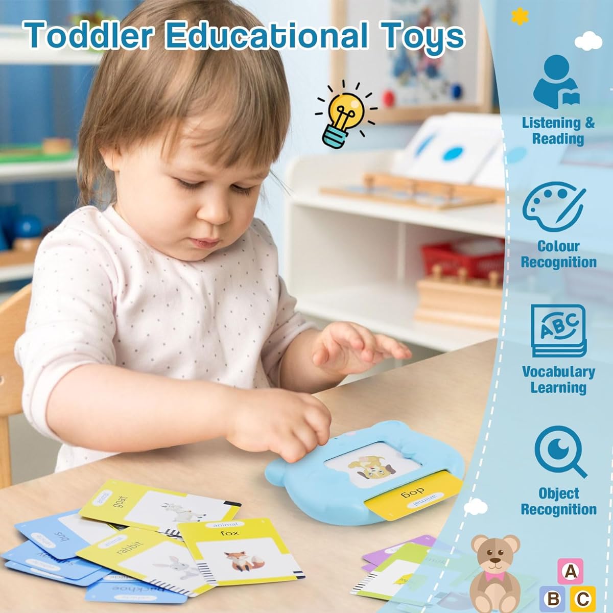 GEERAY Toddler Toys for Boys & Girls Age 3 4 5, Pocket Speech for Toddlers, Autism Sensory Toys 5-7, Speech Therapy Toys - 112 Pieces Talking Flash Cards