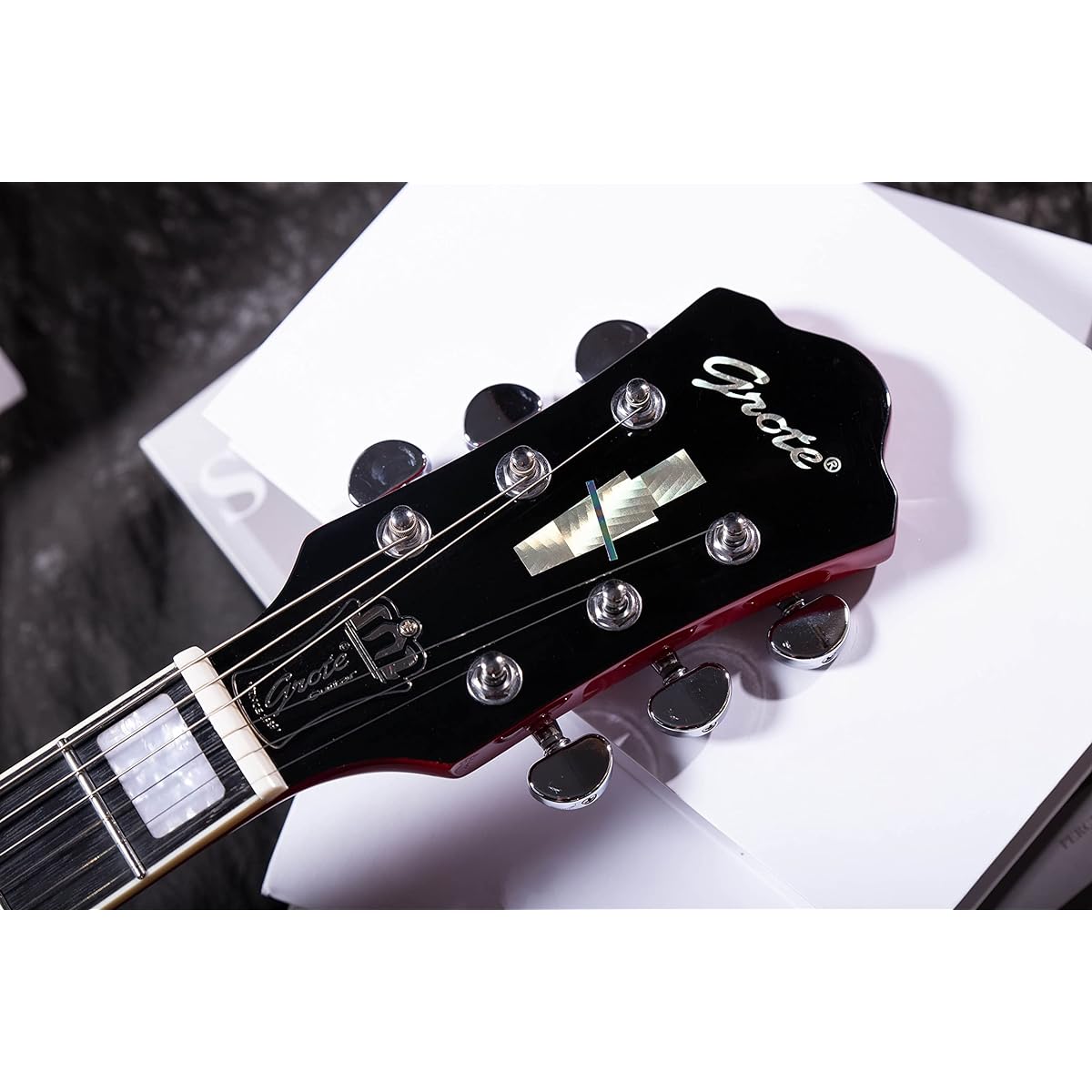 Grote Semi-Hollow Body Electric Guitar Thinline Arched Top Coil Splitting with Gig Bag GYS-35 (Red)