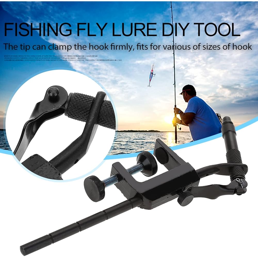 Fishing Vise, Fly Tying Vise Iron Rotating Fly Lure Tackle DIY Tool with Adjustable Clamp Tackle Fishing Accessories
